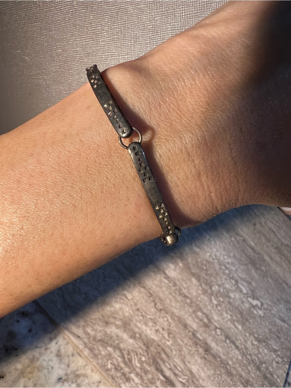 Sterling Silver Textured Link Bracelet - needs polish